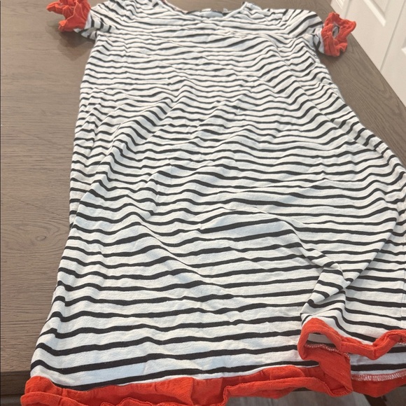 Boden Black and White Striped Dress with Orange Details - Picture 1 of 1